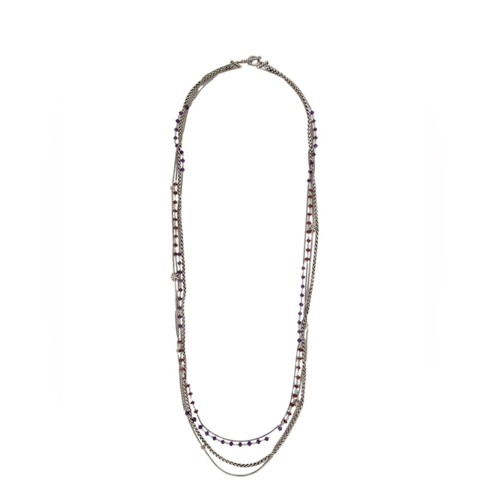 David Yurman Amethyst & Garnet Multistrand Necklace
